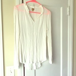 Ivory Crinkle Peasant Blouse
